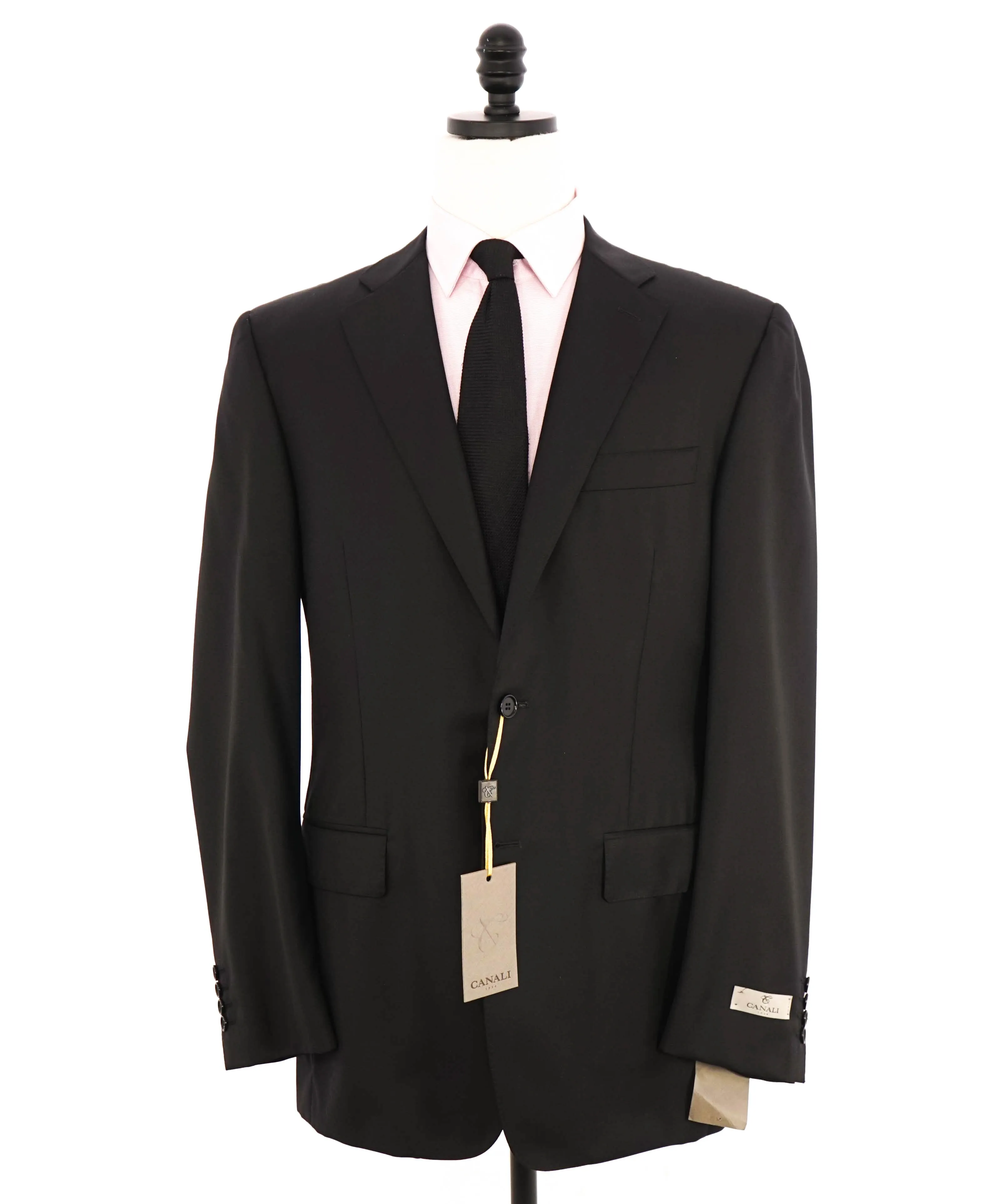 $1,795 CANALI -  Black Solid Notch Lapel 2-Btn Blazer - 40L US