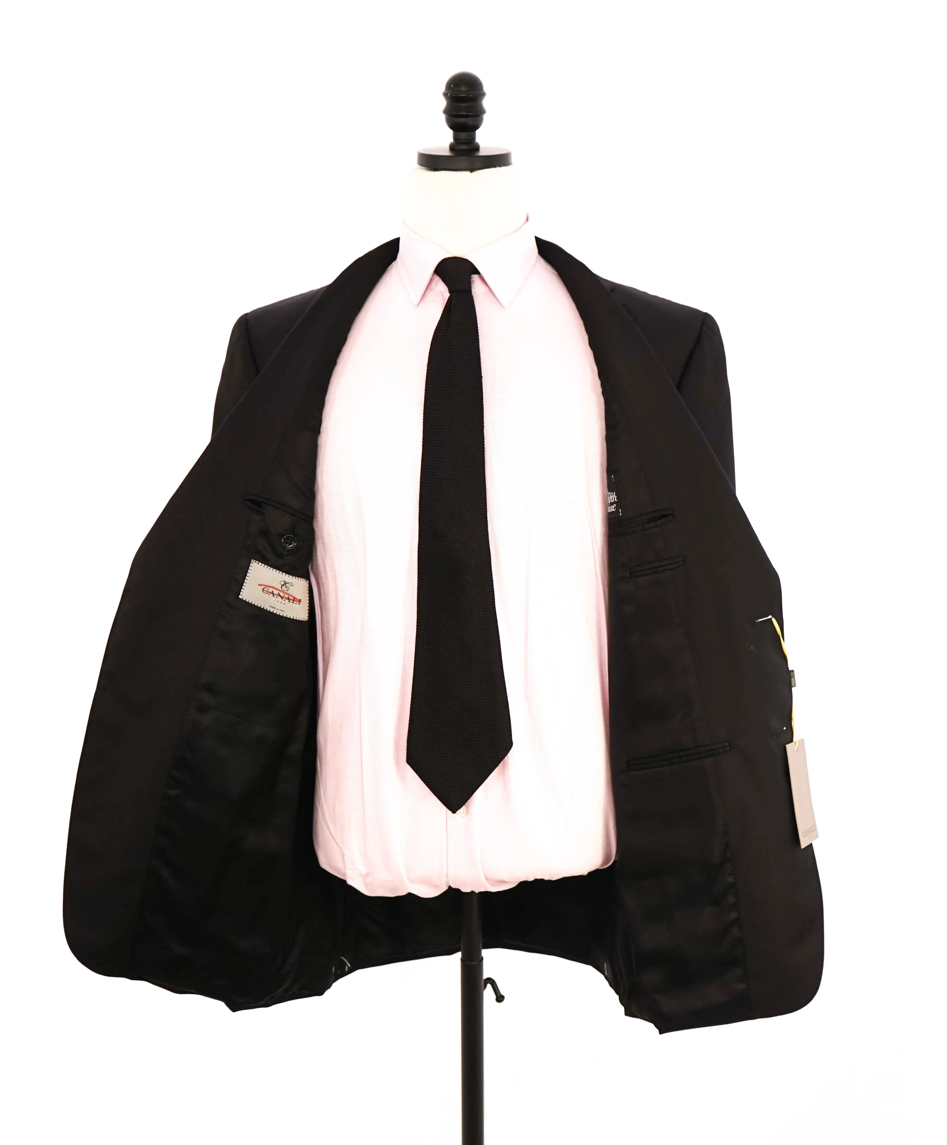 $1,795 CANALI -  Black Solid Notch Lapel 2-Btn Blazer - 40L US