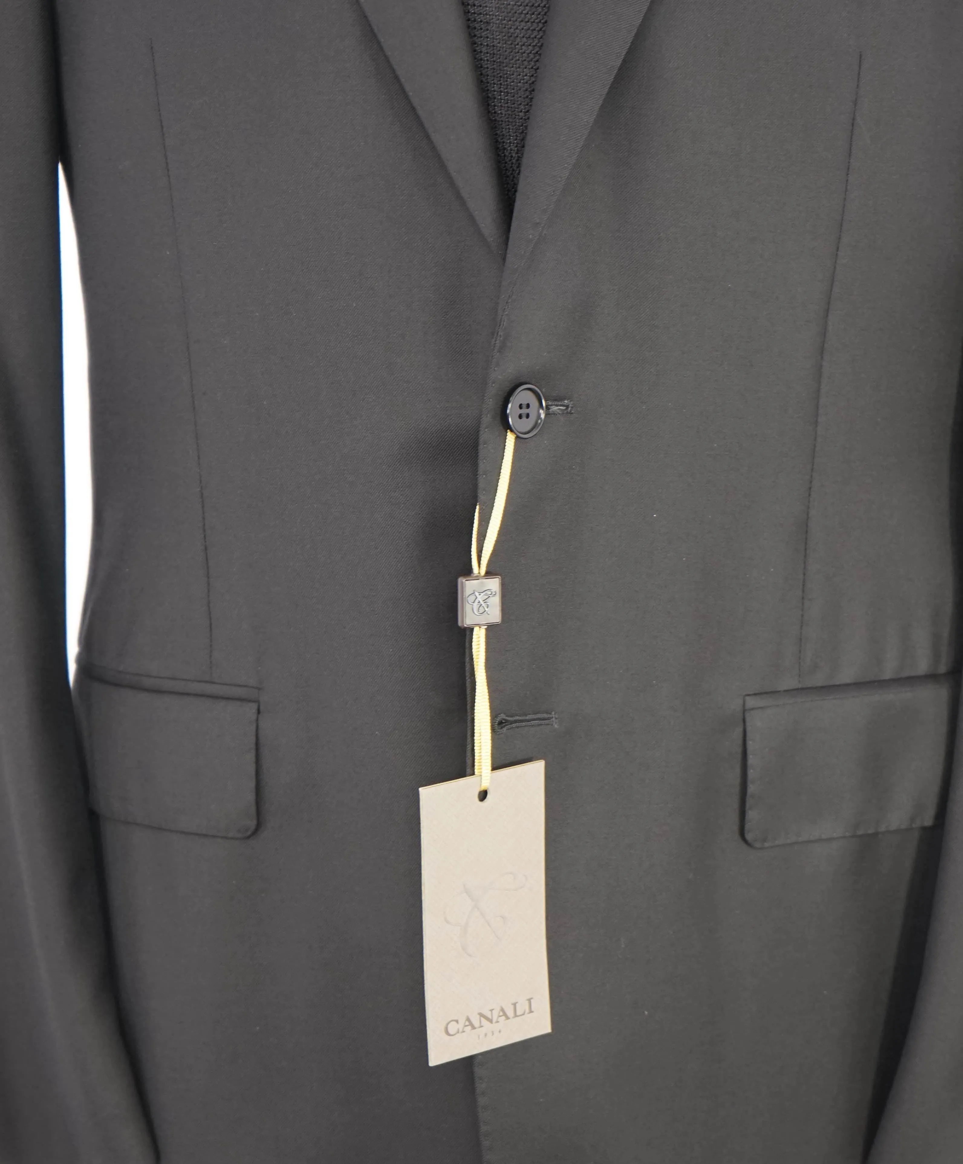 $1,795 CANALI -  Black Solid Notch Lapel 2-Btn Blazer - 40L US