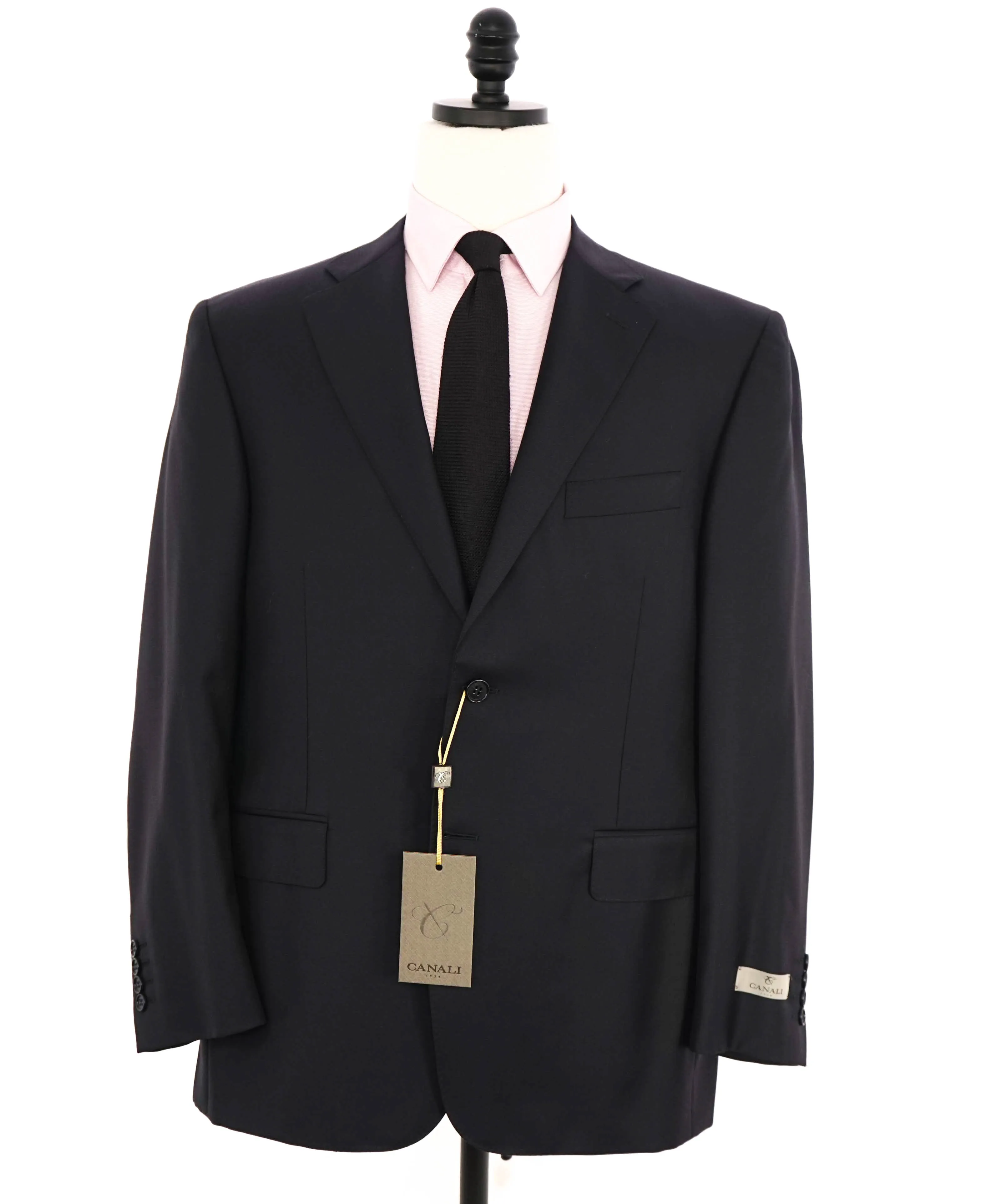 $1,795 CANALI - *CLOSET STAPLE*  Solid Navy Blue Notch Lapel Blazer - 46R US