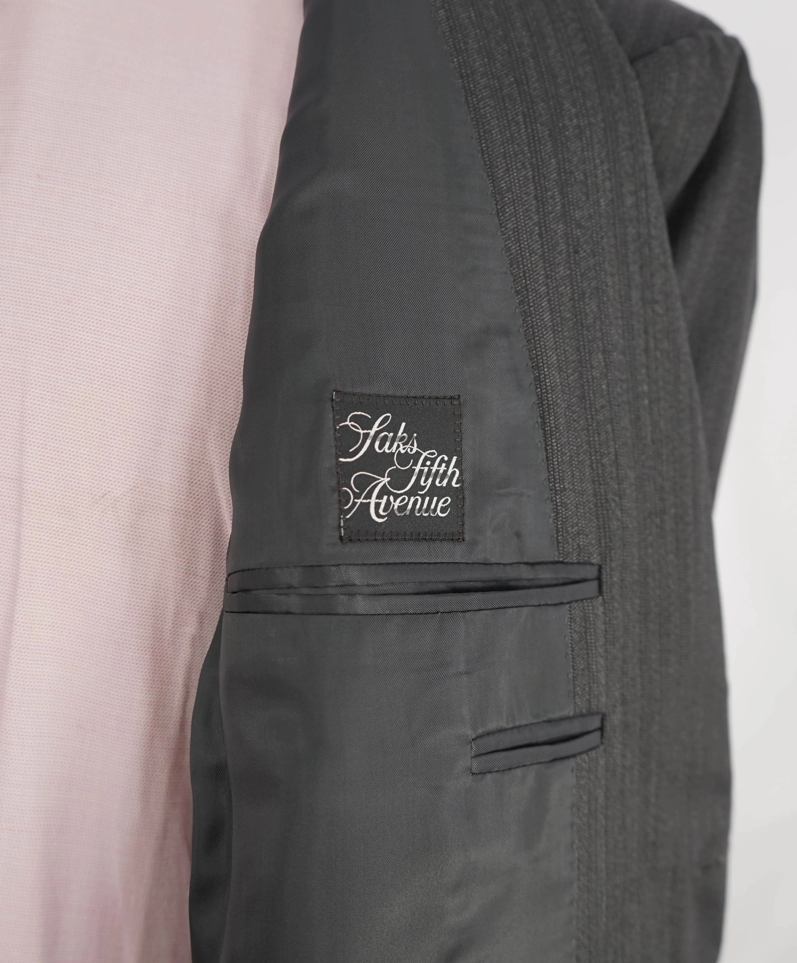 $1,895 CANALI - Medium Gray Tonal Stripe Double Vent Wool Blazer - 46R