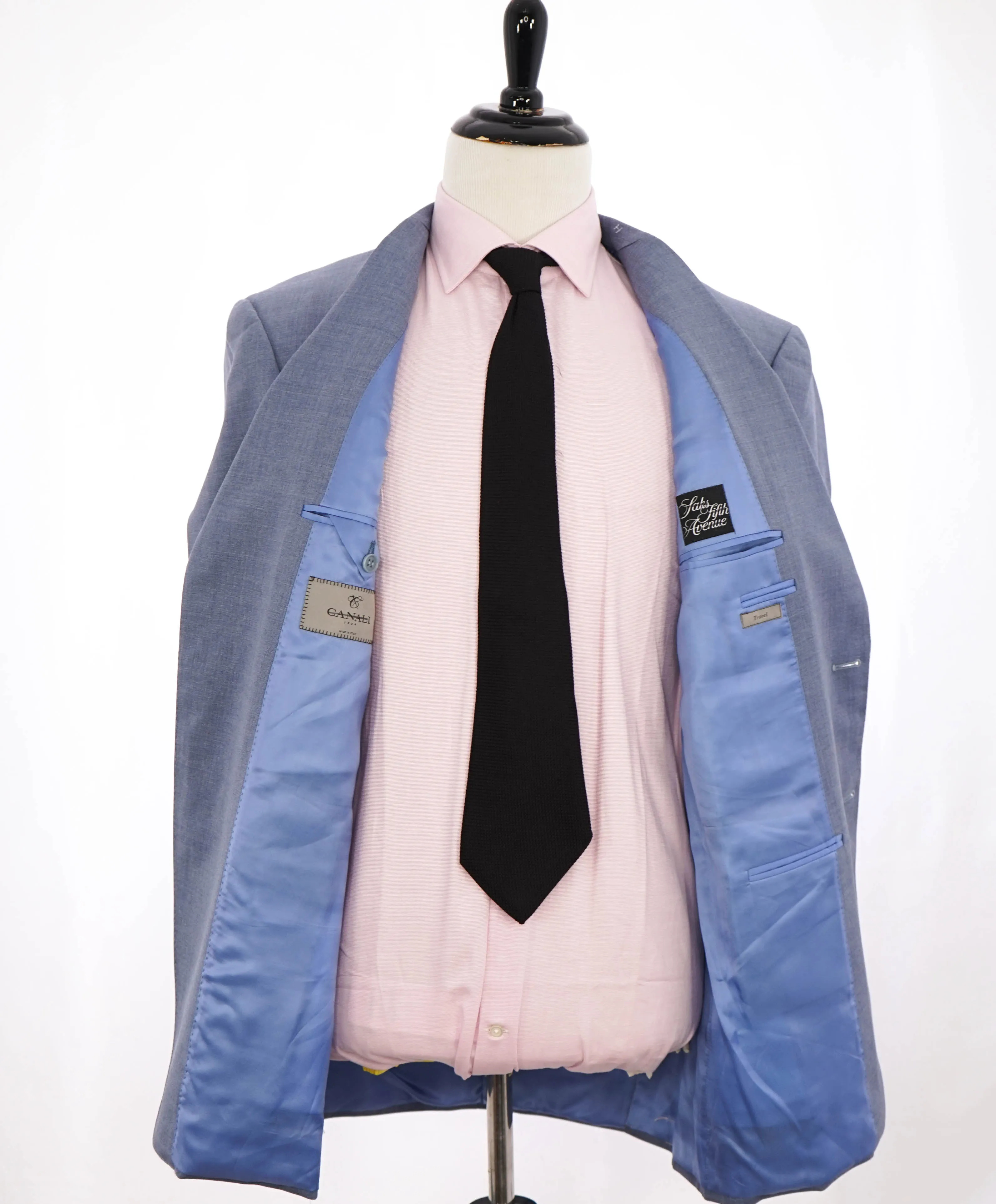 $1,895 CANALI - "TRAVEL" Baby Blue Textured Blazer - 44L