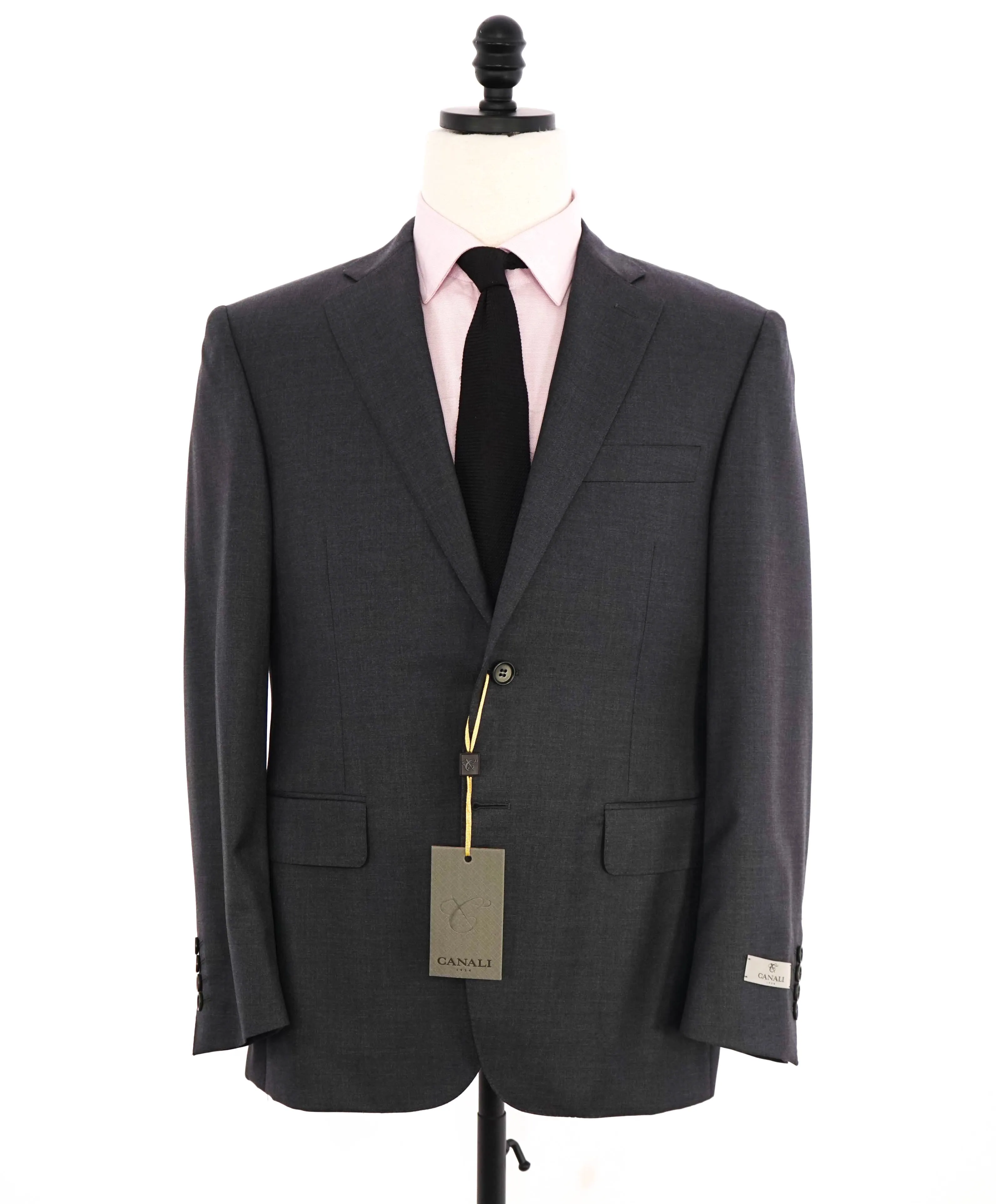 $1,895 CANALI - Solid Gray *Closet Staple* 2-Btn Notch Wool Blazer - 38S