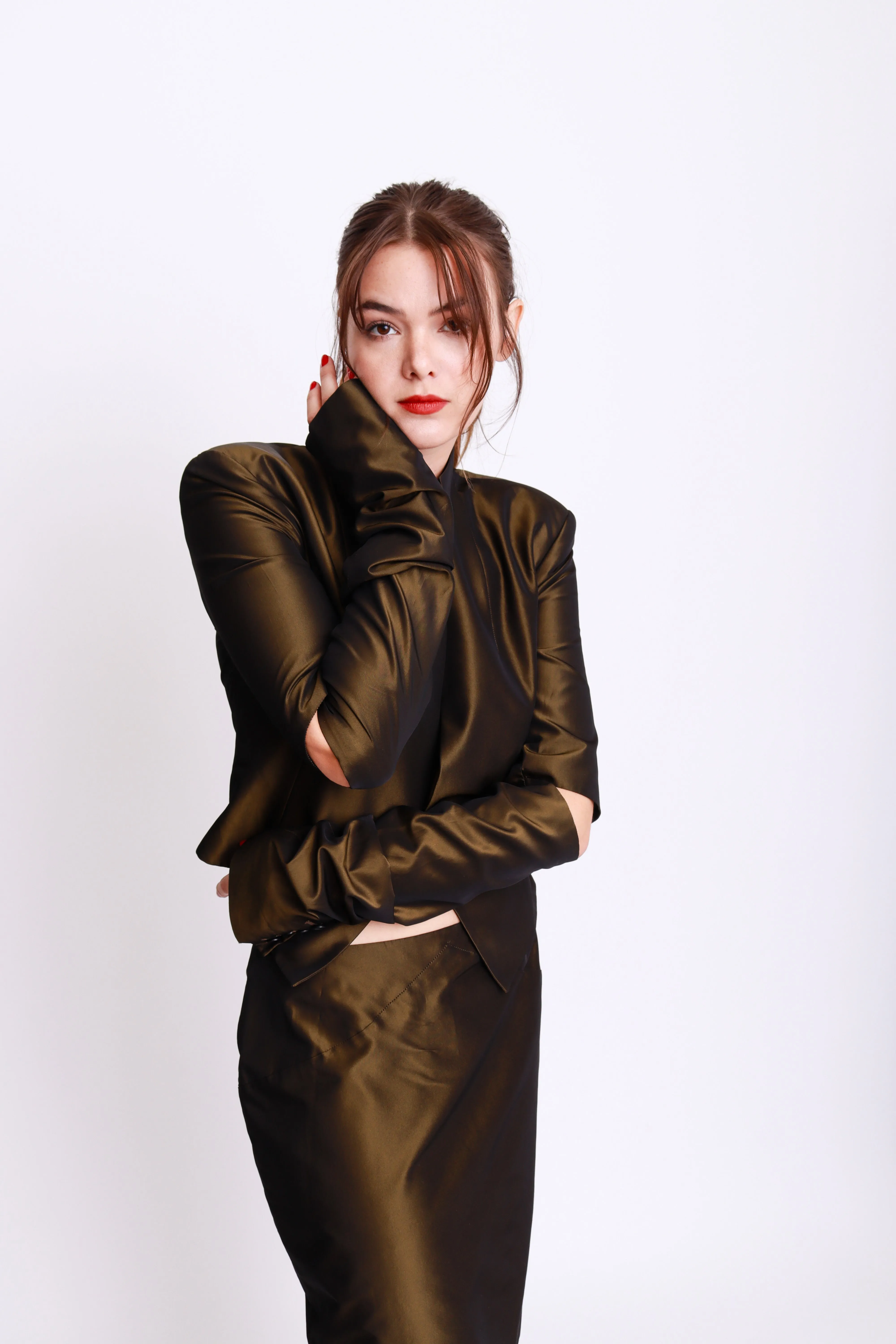 1997 S/S Taffeta Cutaway Jacket & Skirt Set