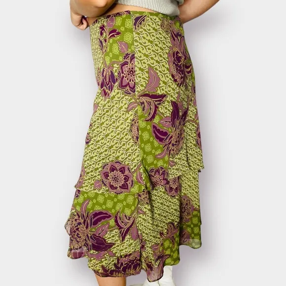 2000s Evan Picone Woman Green and Plum Skirt‎