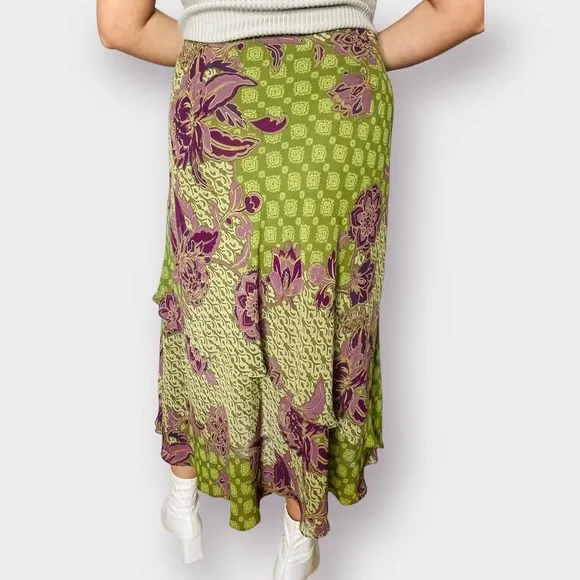 2000s Evan Picone Woman Green and Plum Skirt‎