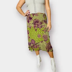 2000s Evan Picone Woman Green and Plum Skirt‎