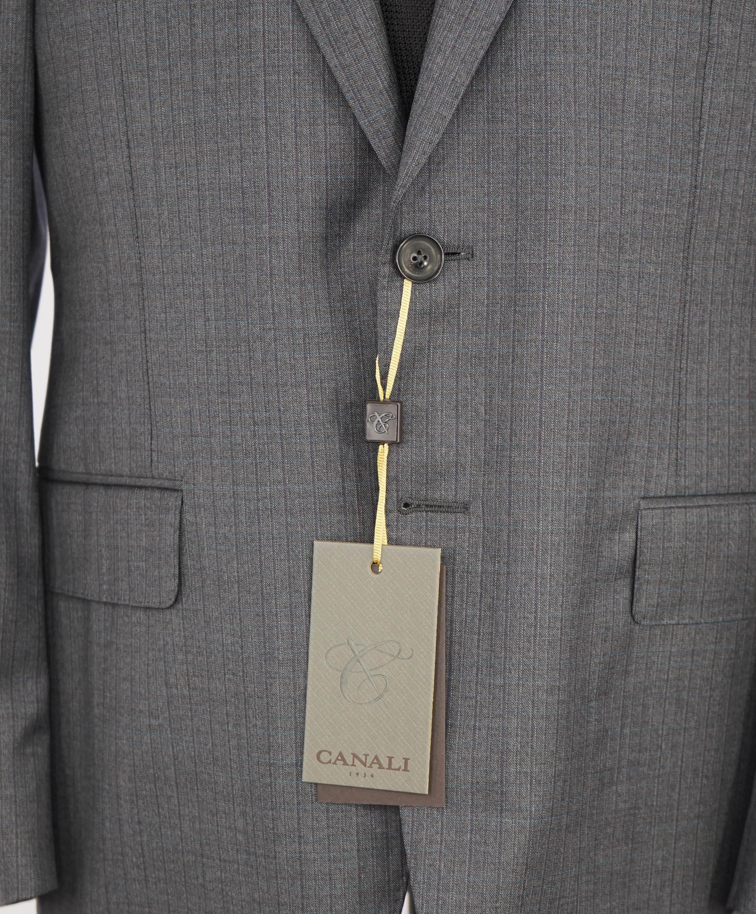 $2,495 CANALI - "EXCLUSIVE Super 150's" Gray Blue Check Blazer - 40R
