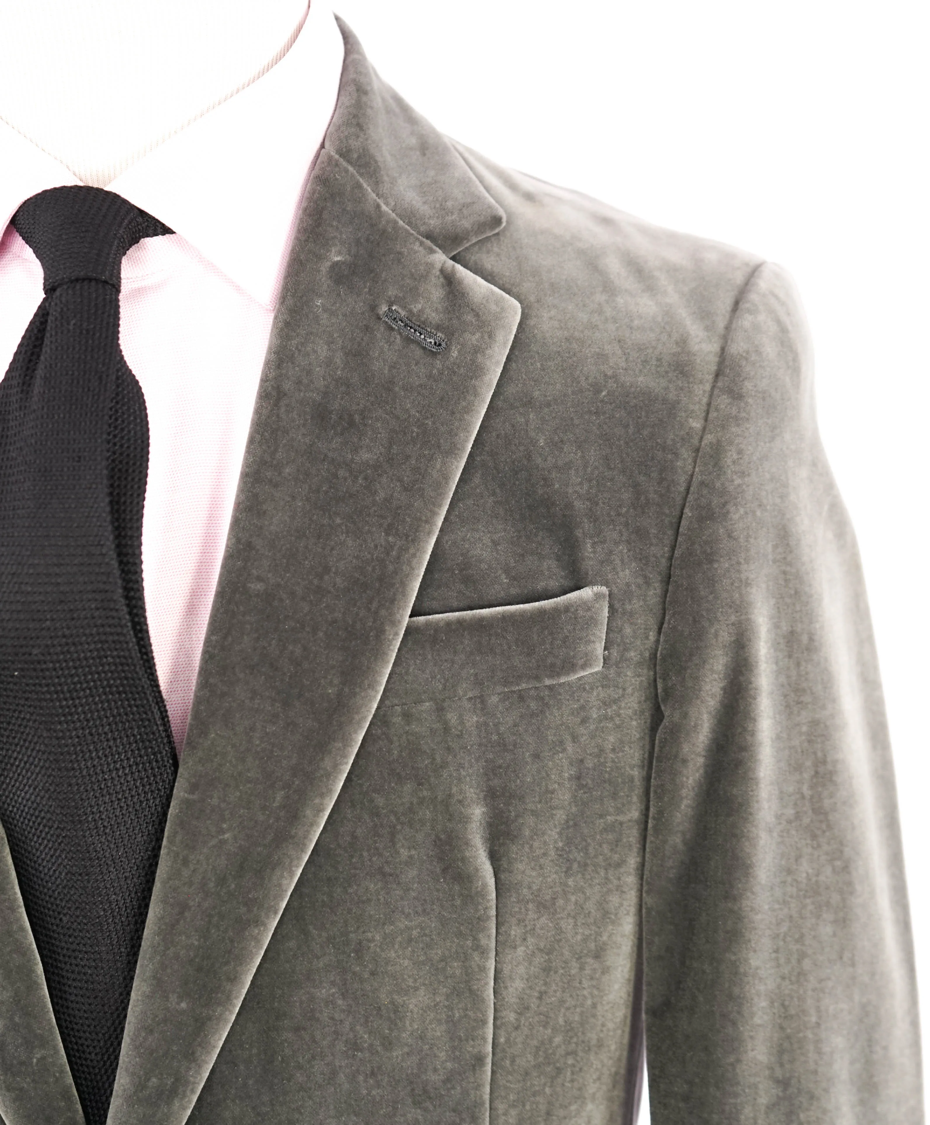 $2,695 RALPH LAUREN PURPLE LABEL - *VELVET* Gray Notch Lapel Blazer - 42R