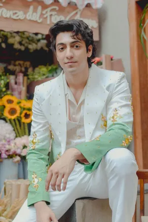 AHAAN PANDEY - OLIVE VELVET 3 PIECE SUIT