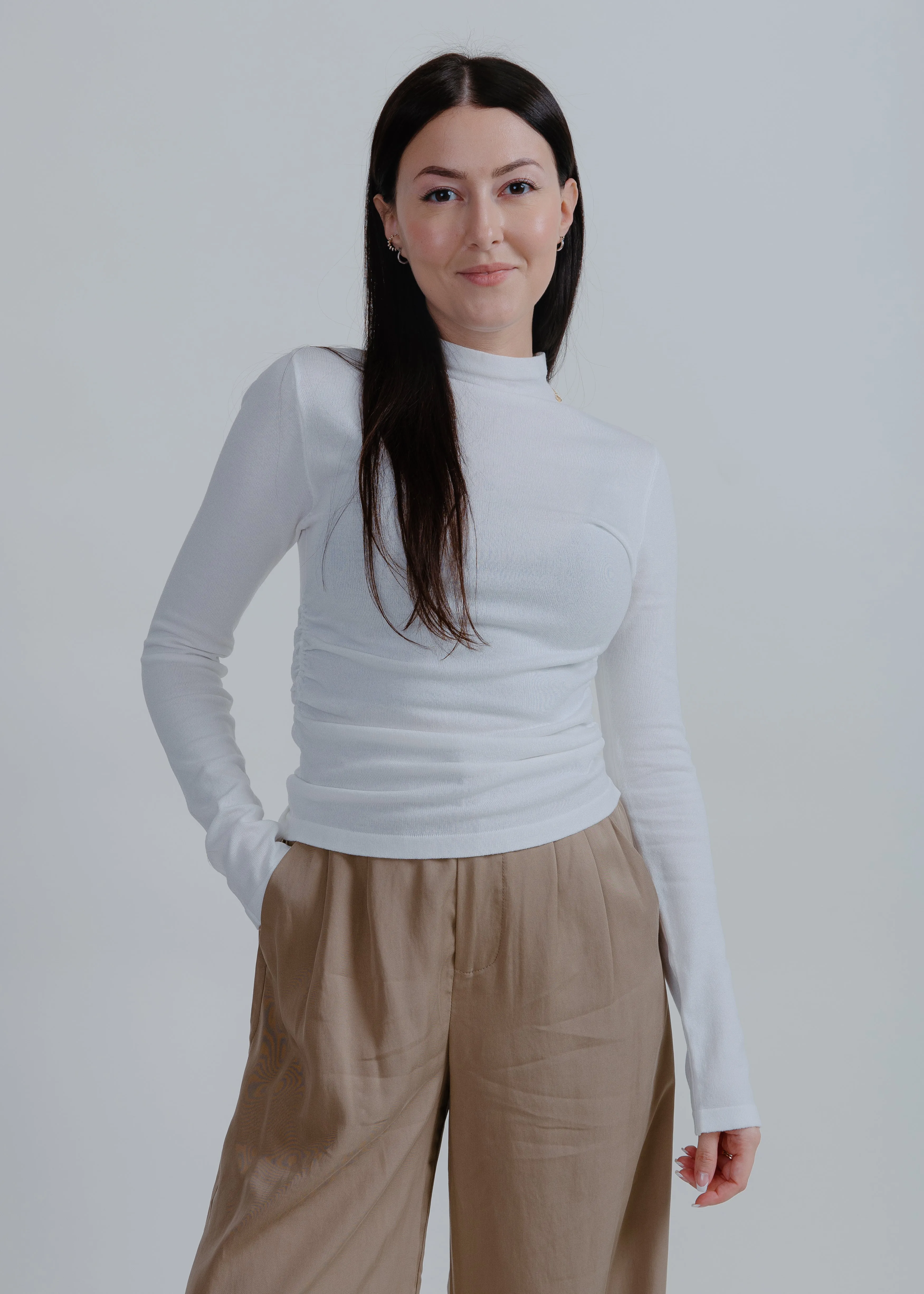 Aiden Turtleneck Top - White