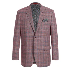 Alessandro Vitello by Renoir Burgundy Classic Fit Notch Lapels Check Blazer 294-12