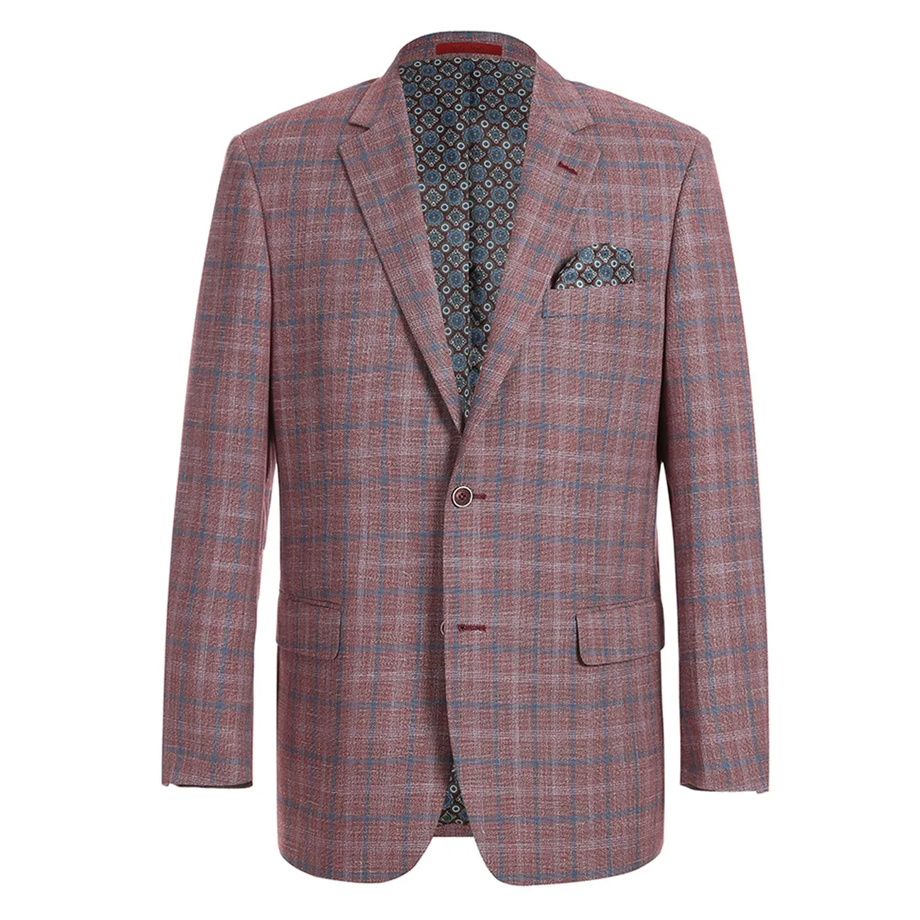 Alessandro Vitello by Renoir Burgundy Classic Fit Notch Lapels Check Blazer 294-12