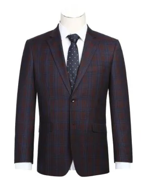 Alessandro Vitello by Renoir Burgundy Slim Fit Side Vented Blazer 294-24