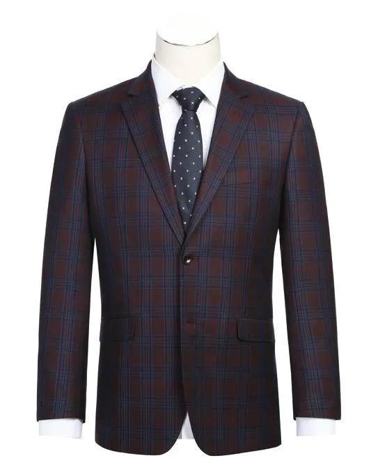 Alessandro Vitello by Renoir Burgundy Slim Fit Side Vented Blazer 294-24