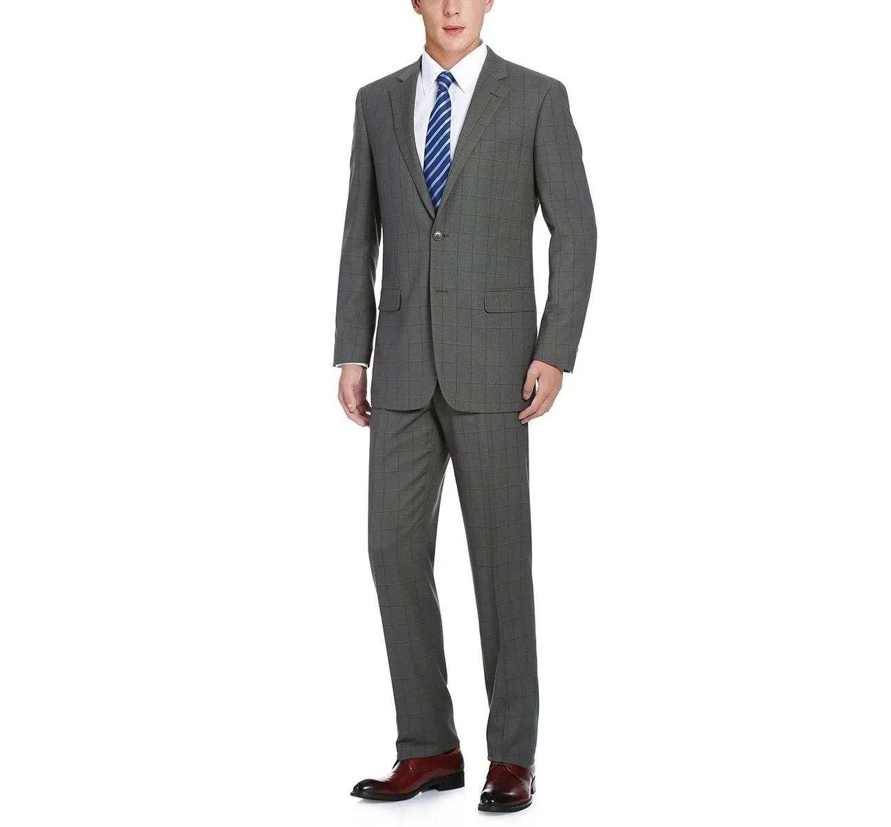 Alessandro Vitello by Renoir Two Piece Classic Fit Windowpane Check Dress Suit 292-2