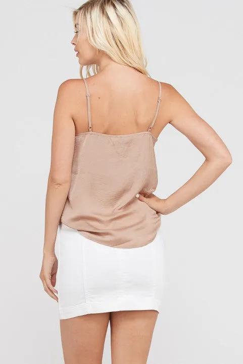 ALL MINE LACE TRIM CAMI TAUPE