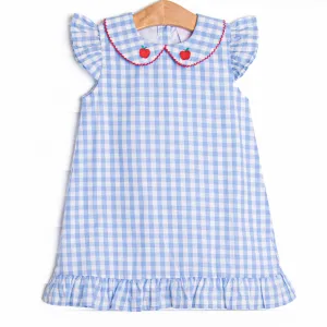 Ally Apple Embroidered Dress, Blue