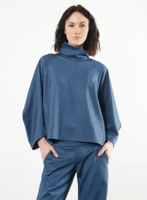 Angles Turtleneck Top - Small in Blue (RESALE ITEM)
