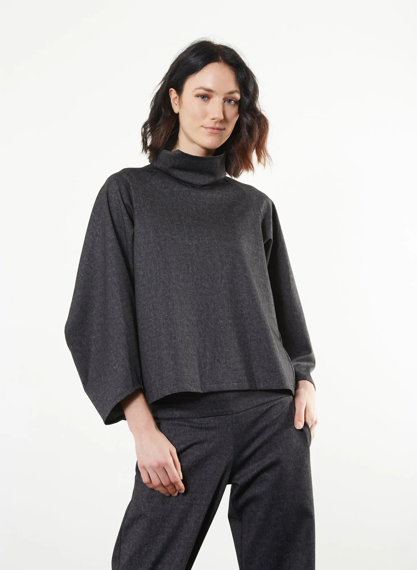 Angles Turtleneck Top - Small in Blue (RESALE ITEM)