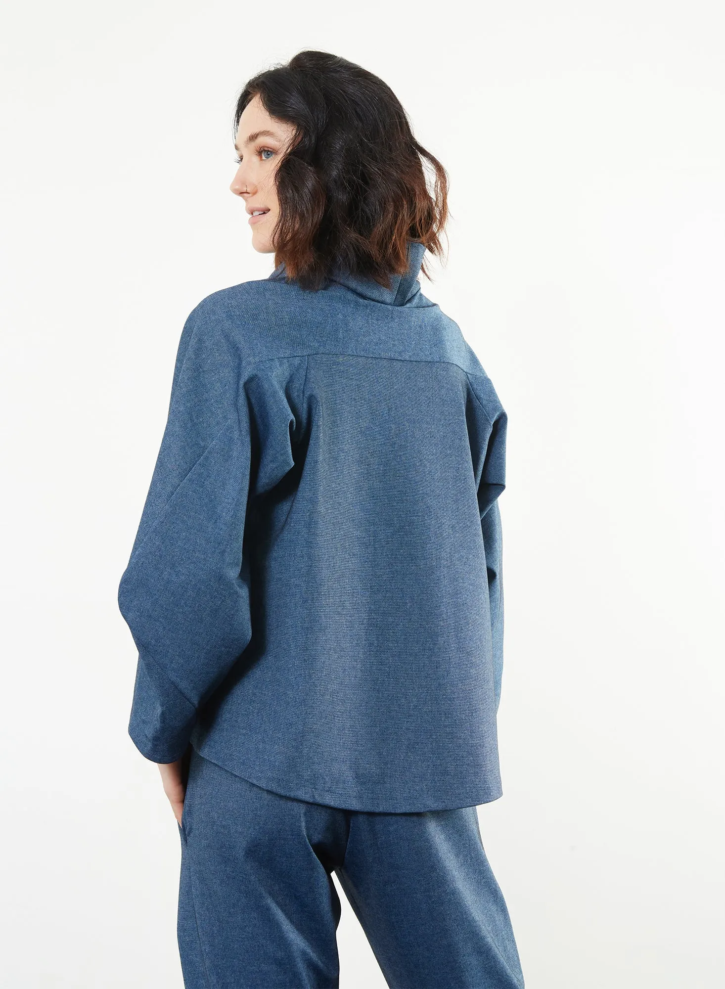 Angles Turtleneck Top - Small in Blue (RESALE ITEM)