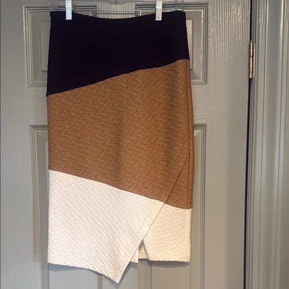 Anthropologie Black and Brown Wrap Midi Skirt