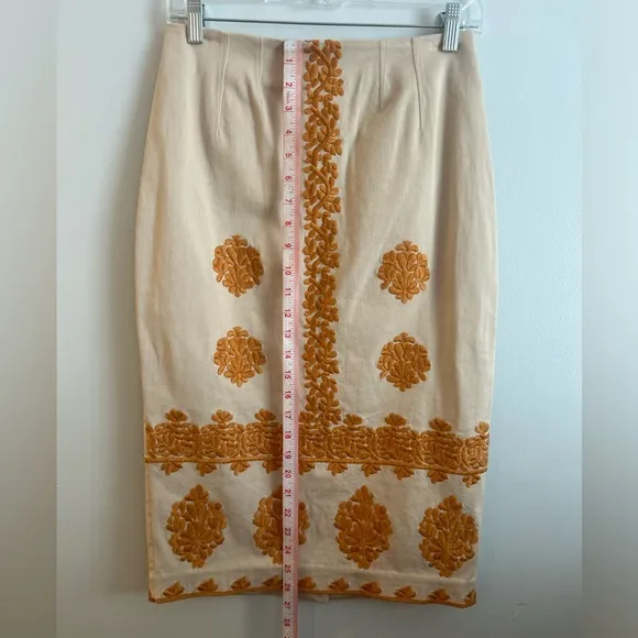 Anthropologie Verona Embroidered Pencil Skirt