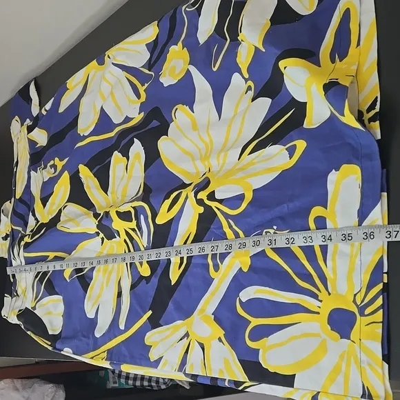 Anthropologie Whit Two Bold Print Floral Pencil Skirt With Split In Back Tie 12P