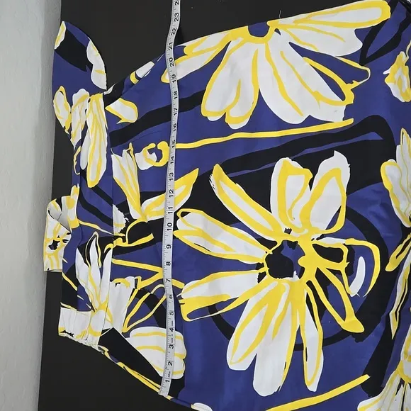 Anthropologie Whit Two Bold Print Floral Pencil Skirt With Split In Back Tie 12P