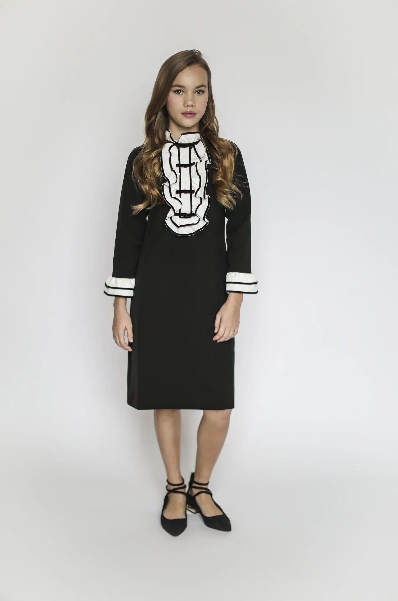Antoinette ruffle bow dress (black)