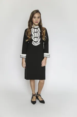Antoinette ruffle bow dress (black)