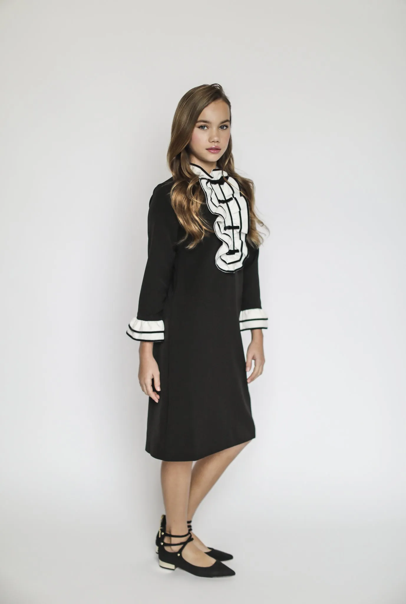 Antoinette ruffle bow dress (hunter green)