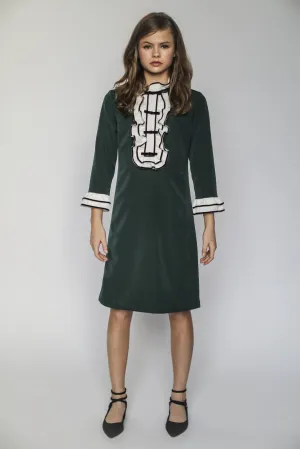 Antoinette ruffle bow dress (hunter green)