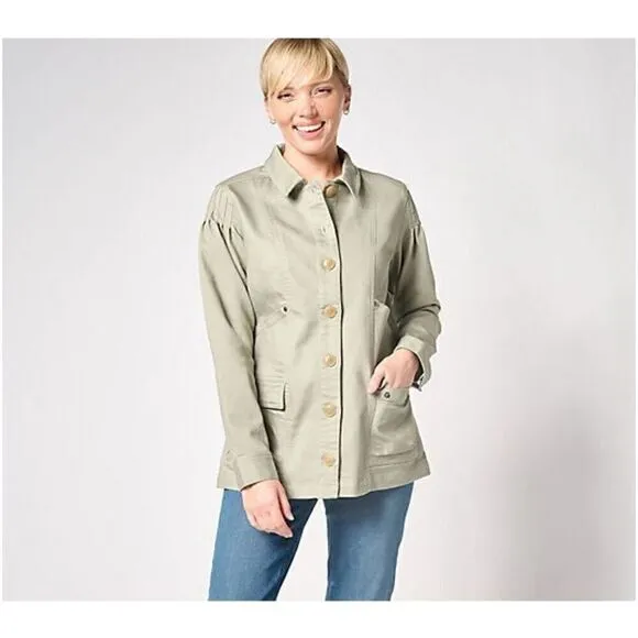 AnyBody Stretch Twill Utility Jacket with Pockets (2X)