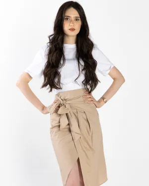 Aria Midi Wrap Skirt Taupe