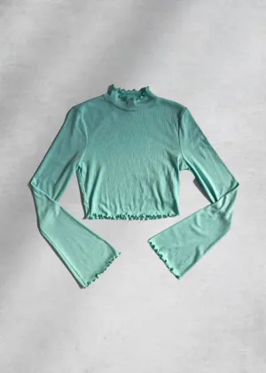 Ariel Bell Sleeve Crop Top - Mint
