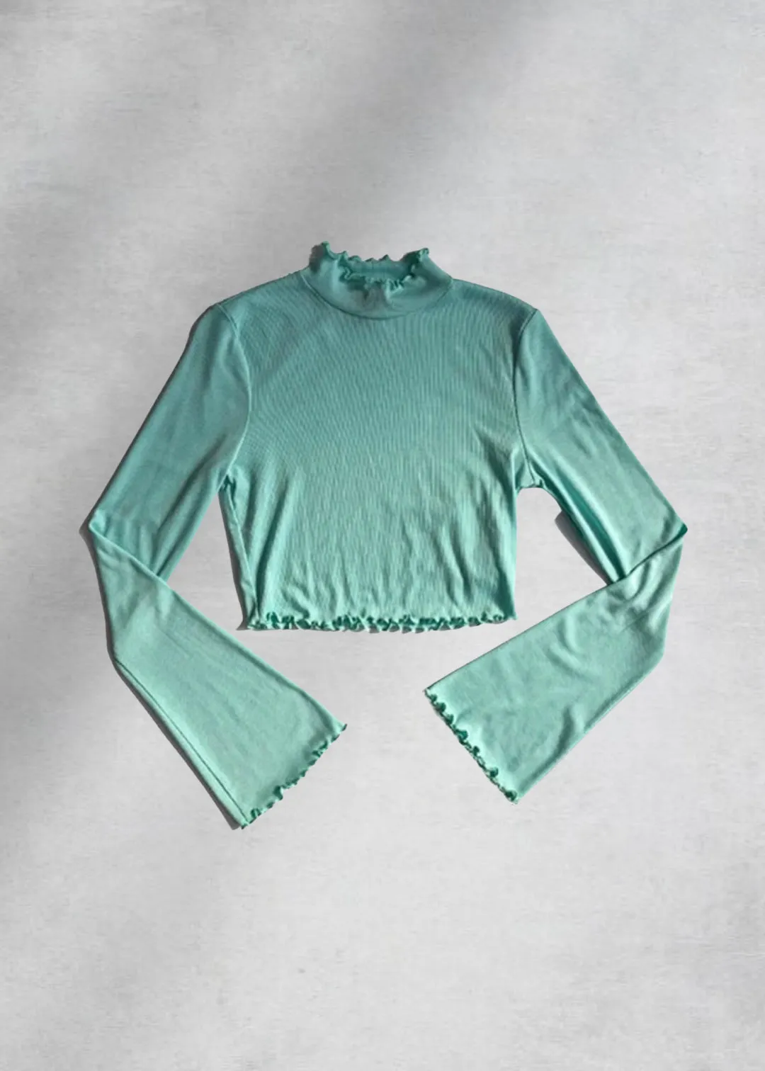 Ariel Bell Sleeve Crop Top - Mint