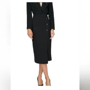 Aritzia Babaton Skirt Billy Pencil Three Button Front in Black