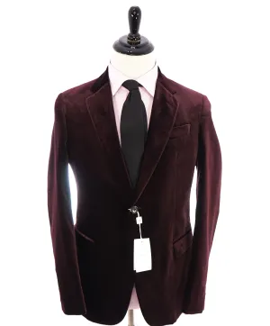 ARMANI COLLEZIONI - Burgundy Velvet Dinner Jacket Blazer - 38R