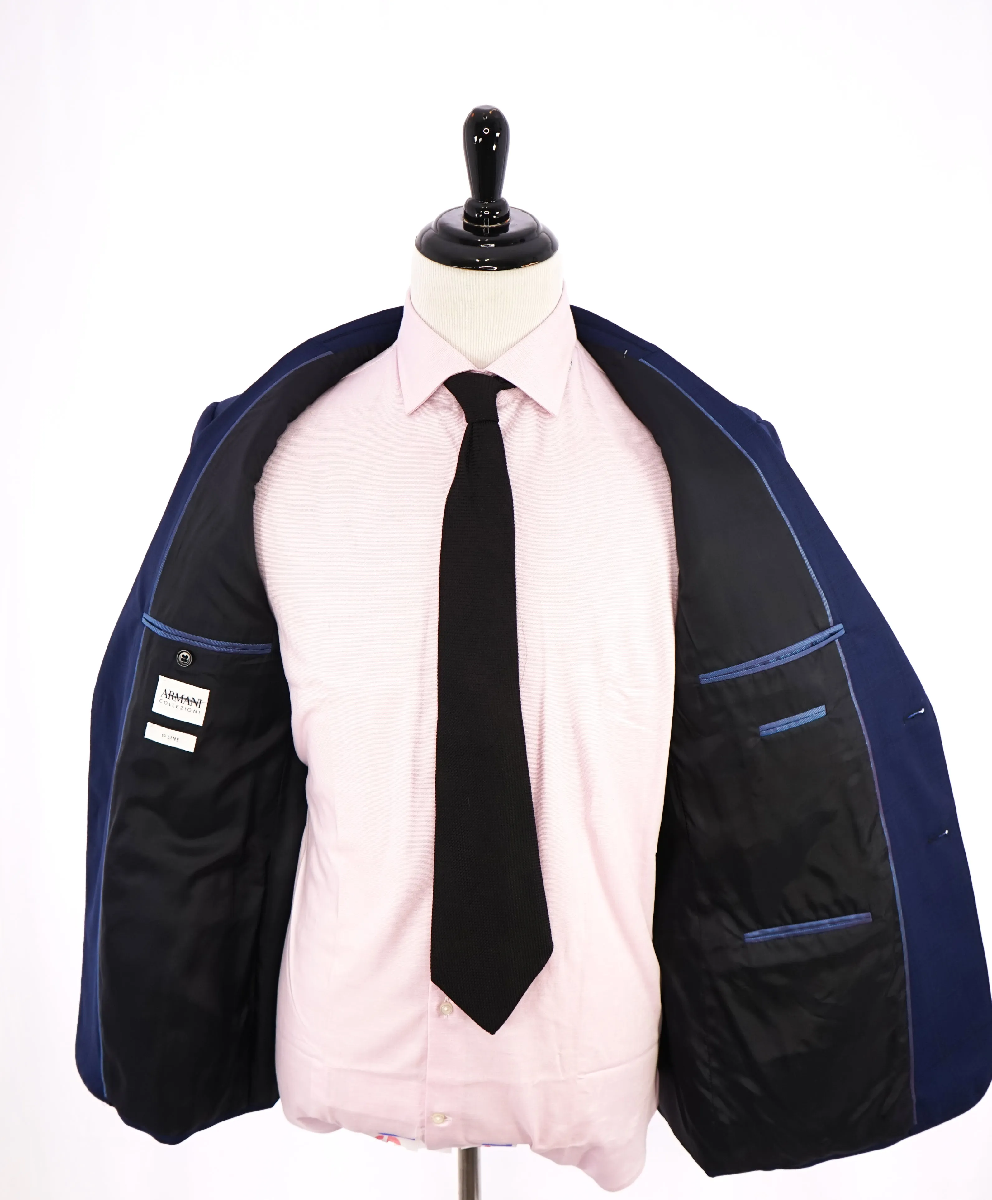 ARMANI COLLEZIONI - “G Line” Cobalt Blue Plaid Textured Woven Blazer - 42R