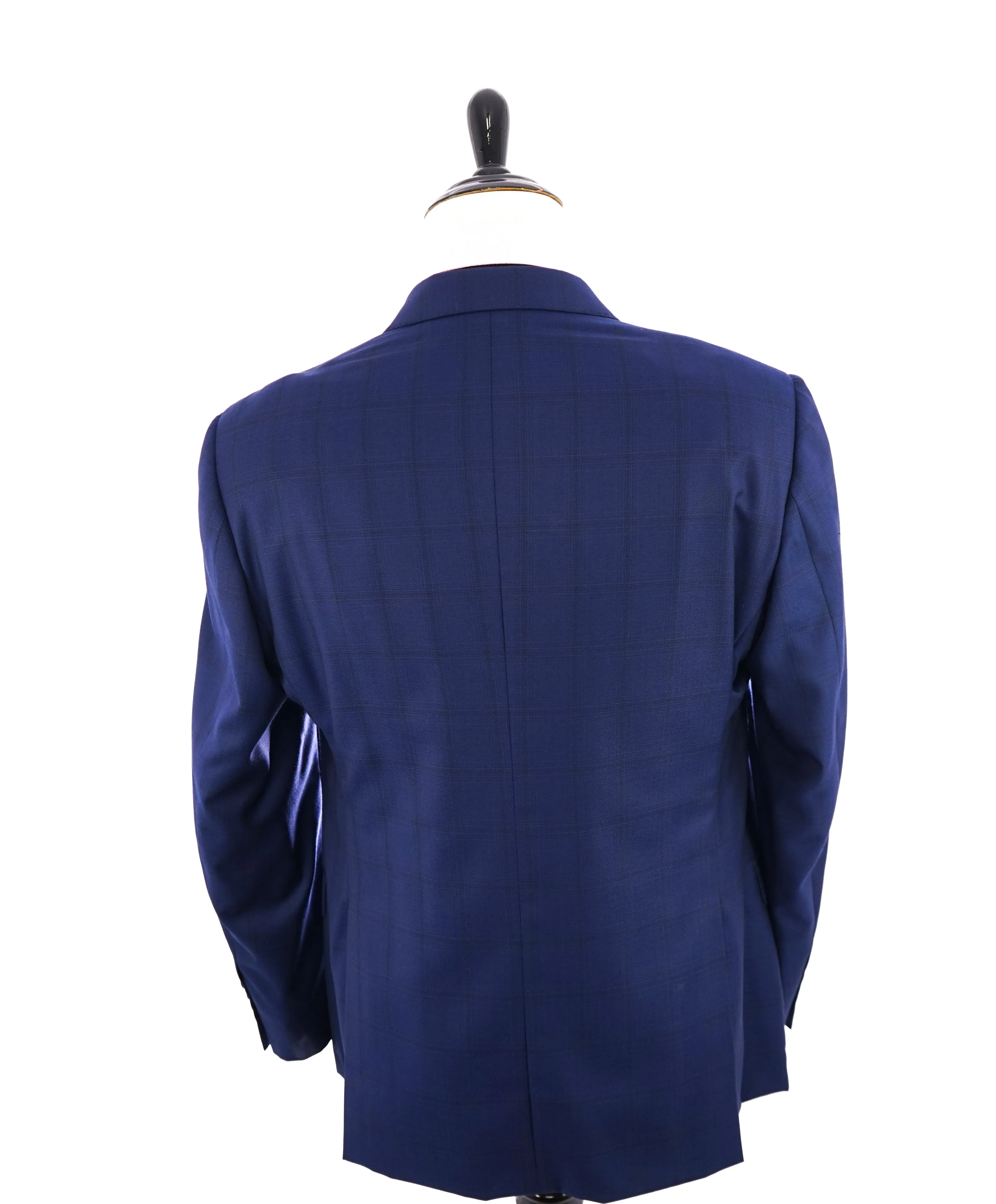 ARMANI COLLEZIONI - “G Line” Cobalt Blue Plaid Textured Woven Blazer - 42R