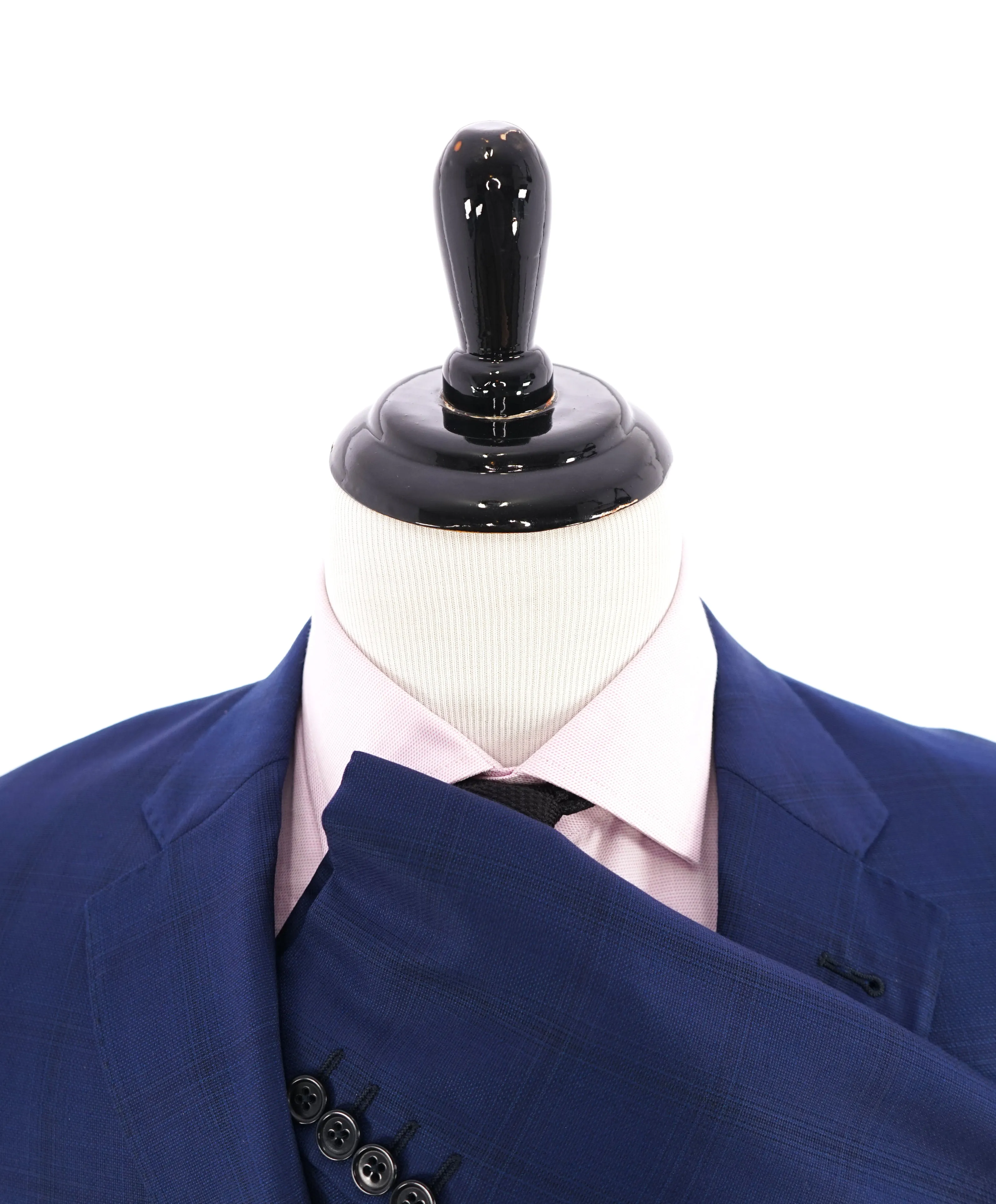 ARMANI COLLEZIONI - “G Line” Cobalt Blue Plaid Textured Woven Blazer - 42R