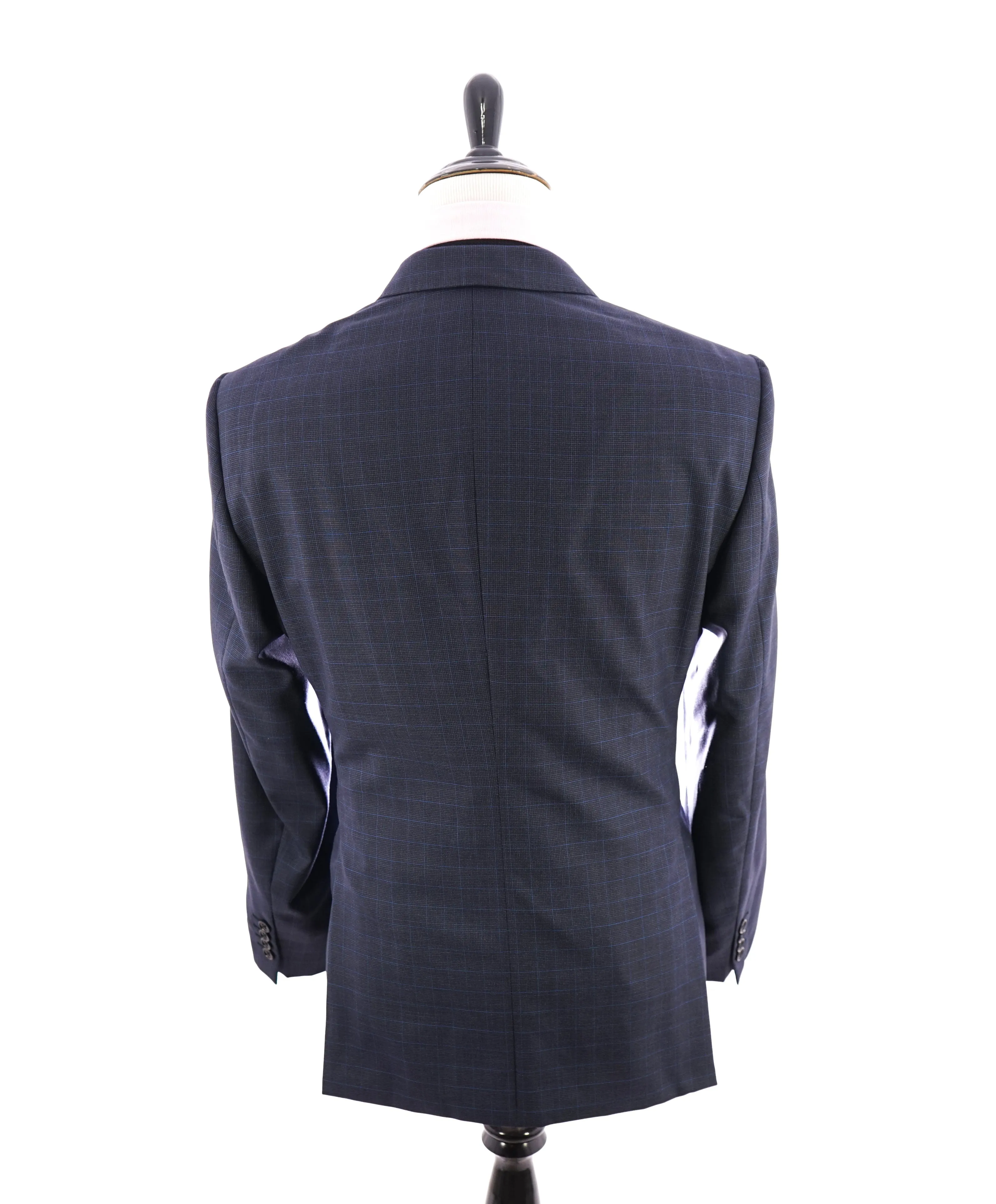 ARMANI COLLEZIONI - “M Line” Cobalt Blue Plaid Textured Woven Blazer - 46R