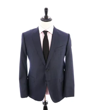 ARMANI COLLEZIONI - “M Line” Cobalt Blue Plaid Textured Woven Blazer - 46R