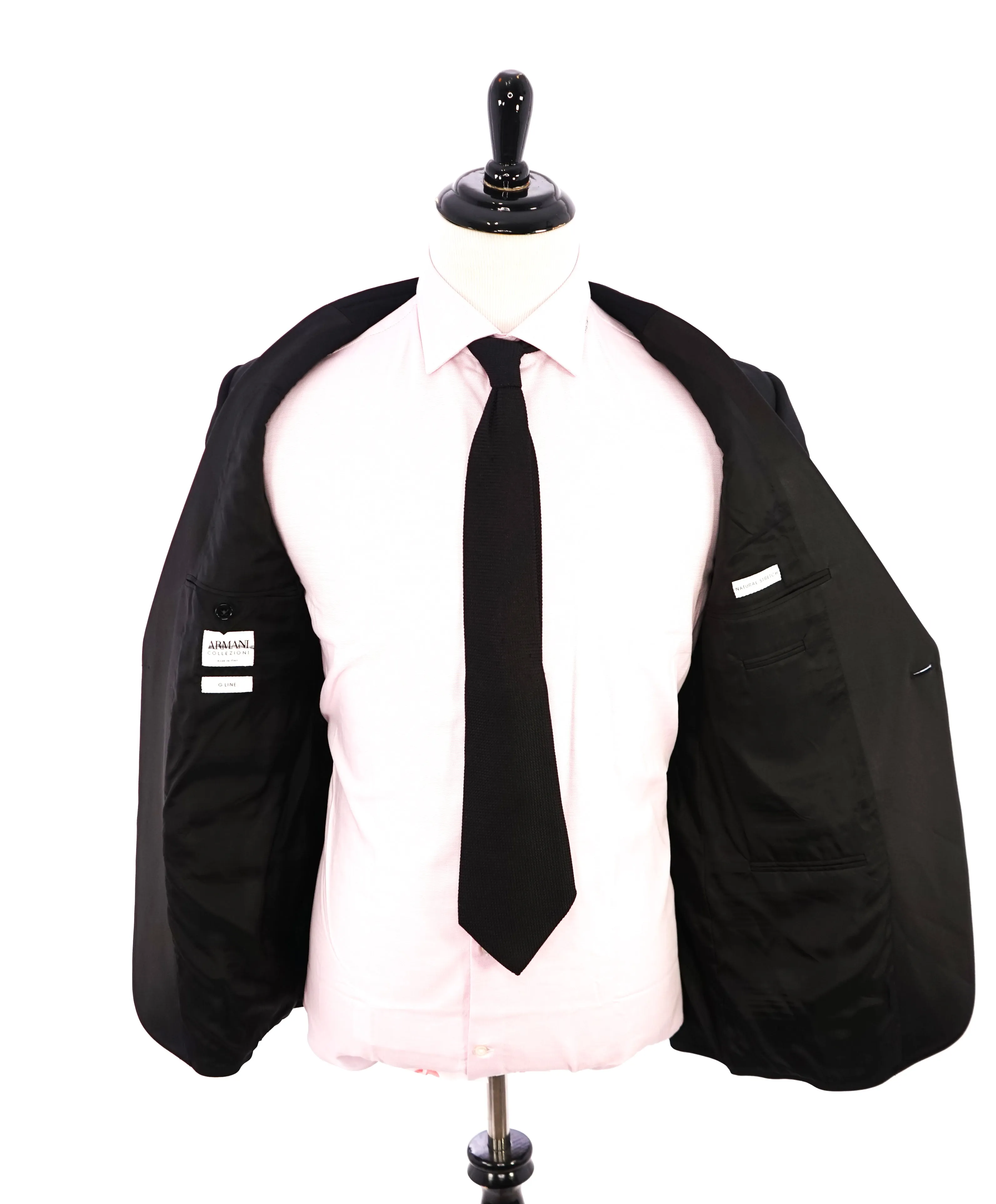 ARMANI COLLEZIONI -  "G Line" 1-Button Notch Lapel Black Tuxedo Suit - 42R