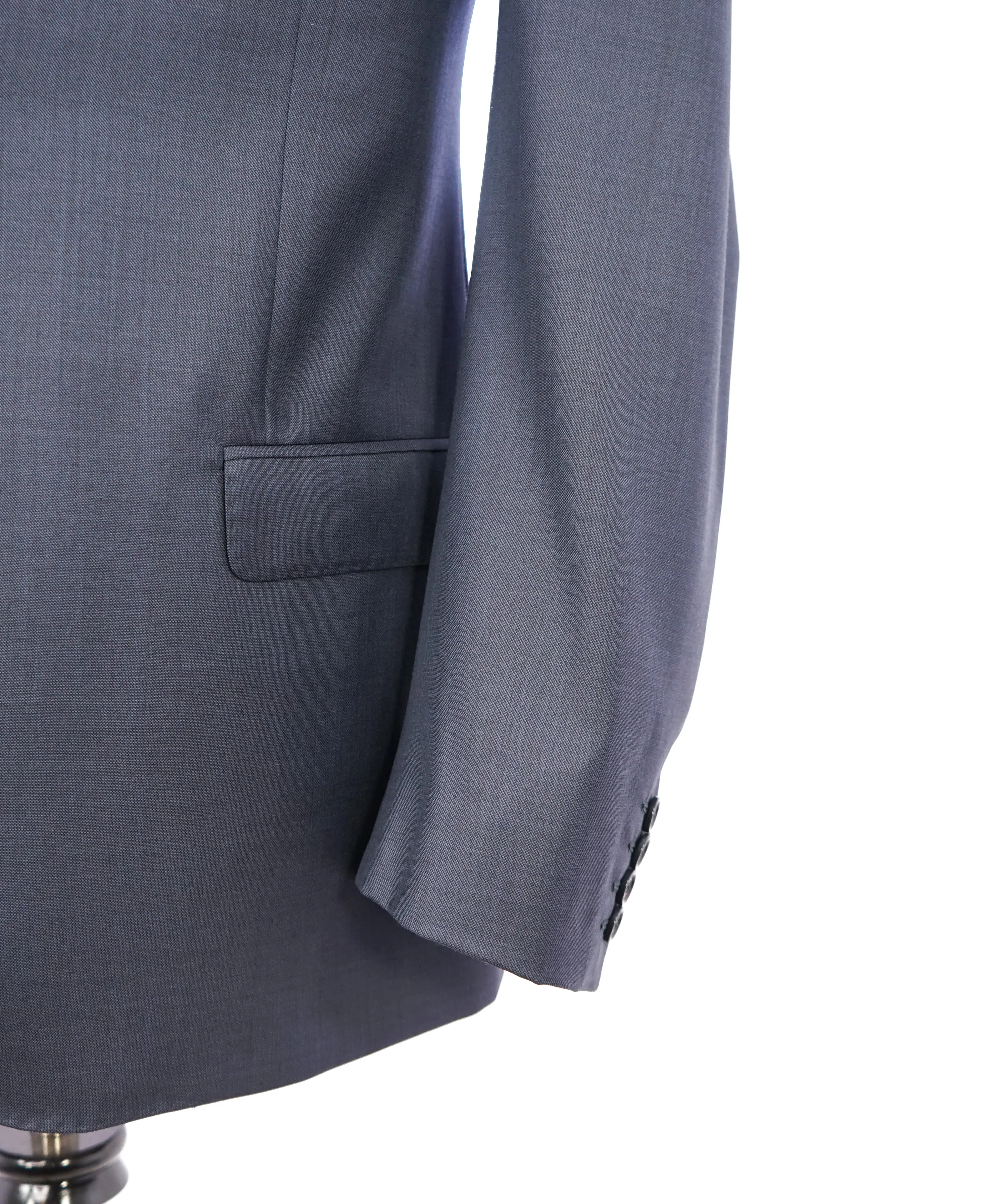 ARMANI COLLEZIONI -  "G Line" Steel Blue Solid Notch Lapel 2-Button Suit - 42R