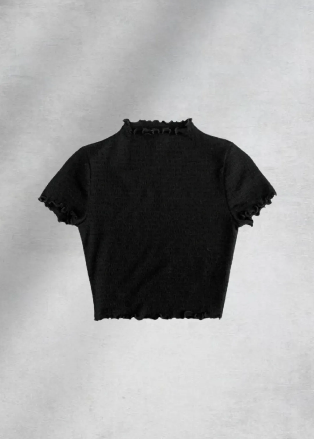 Arya Mock Neck Crop Top - Black