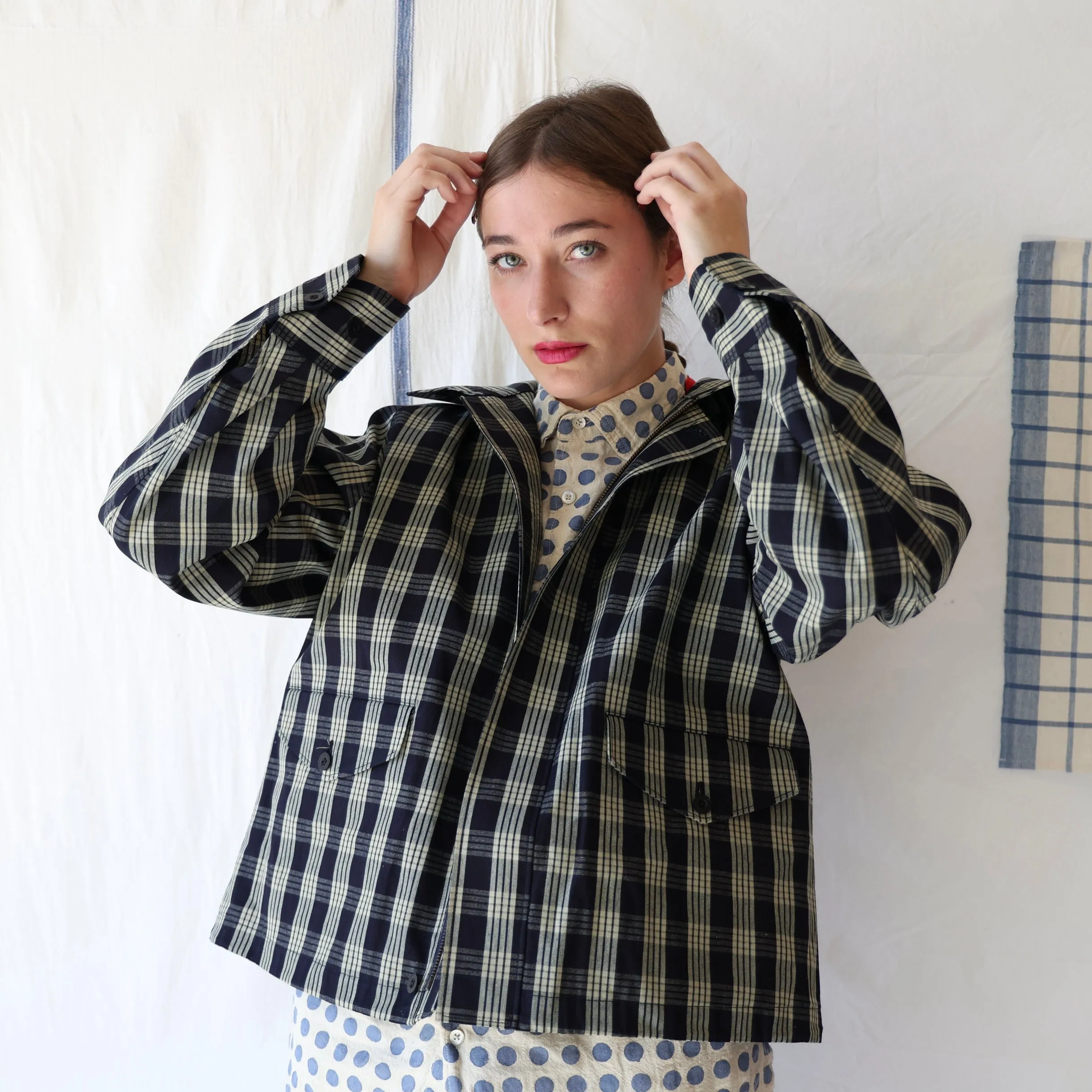 Aseedonclöud Zipper Jacket - Navy Check