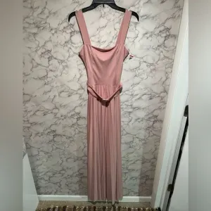 ASOS DESIGN square neck belted pleated maxi dress in rose - PINK Size 4
