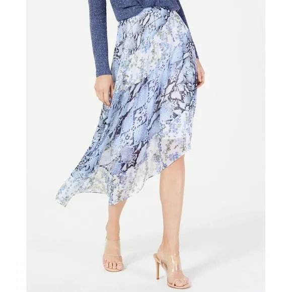 Asymmetrical Printed Midi Skirt